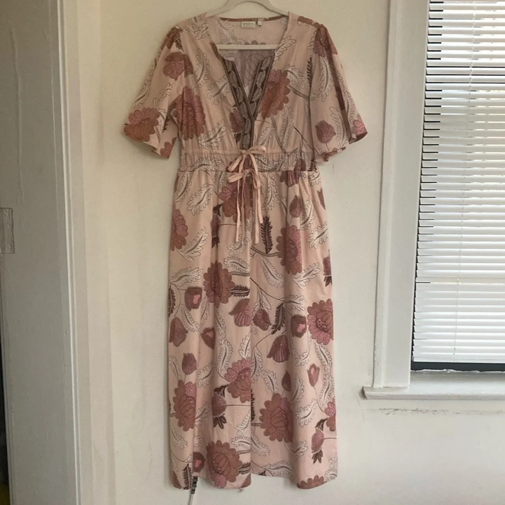 Spartina 449 Womens Midi Dress Size Large Meghan Floral Pastel Cottagecore - Picture 2 of 15